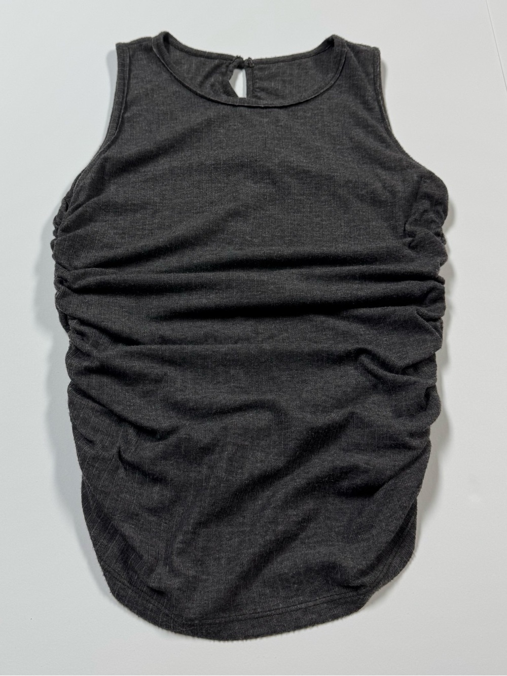 Project Social T Dark Charcoal Ruched Tank Top
